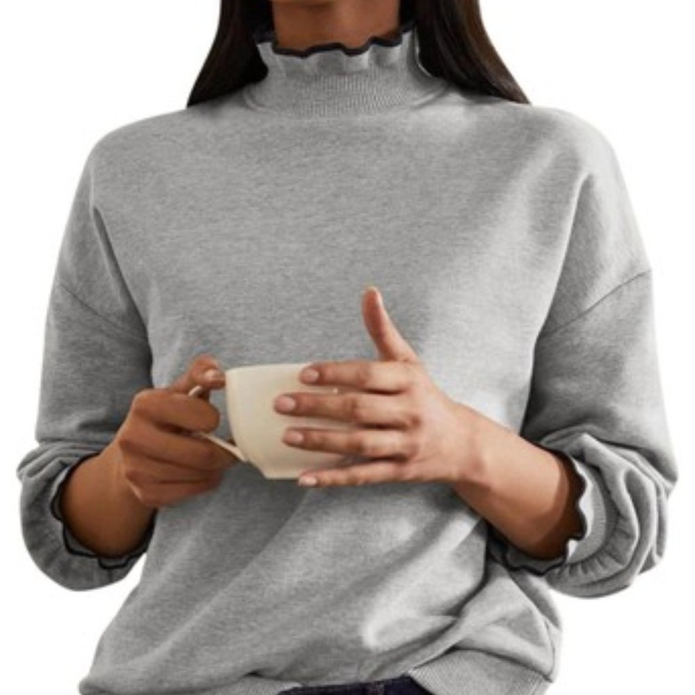 Boden Ruffle Detail Sweatshirt Grey Marl Sweater